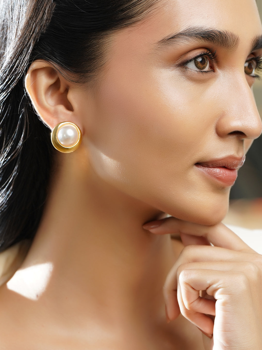 Pearly Geometry Circle Studs フリーサイズ