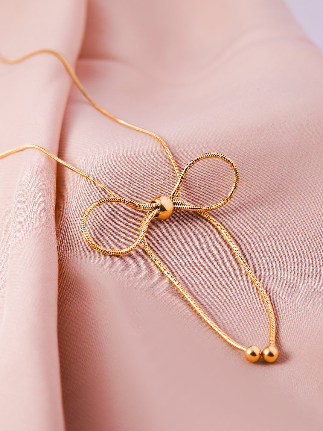 Soft Bow Pendant Chain Necklace Gold