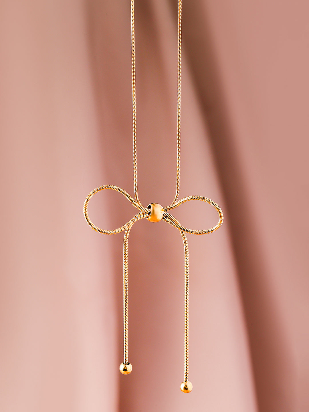 Soft Bow Pendant Chain Necklace Gold