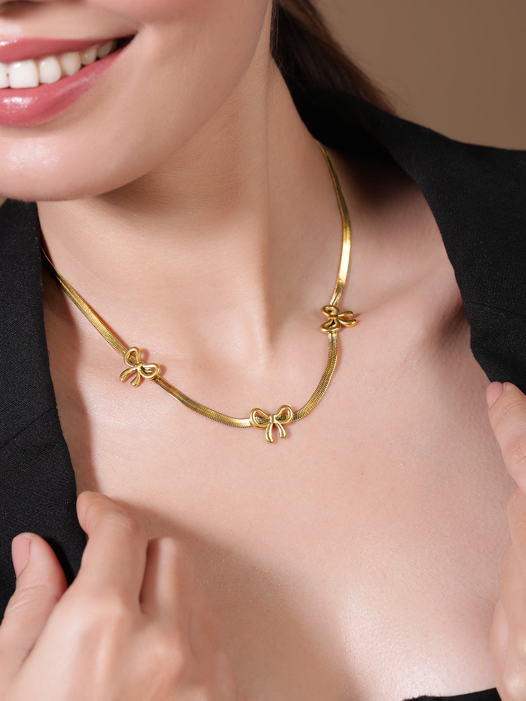 Luminous Bows Stainless Steel Necklace Chain Gold