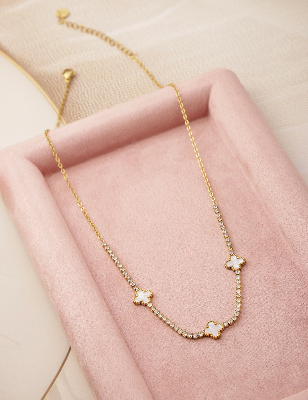 Soft White Charms Necklace Chain Gold