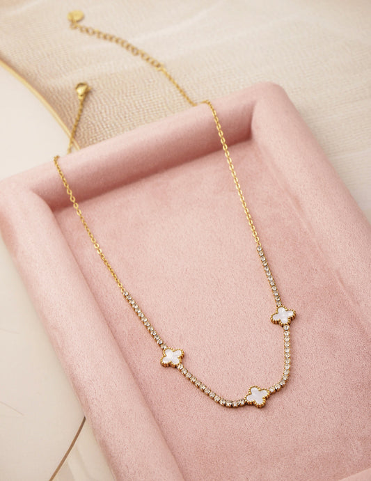 Soft White Charms Necklace Chain Gold
