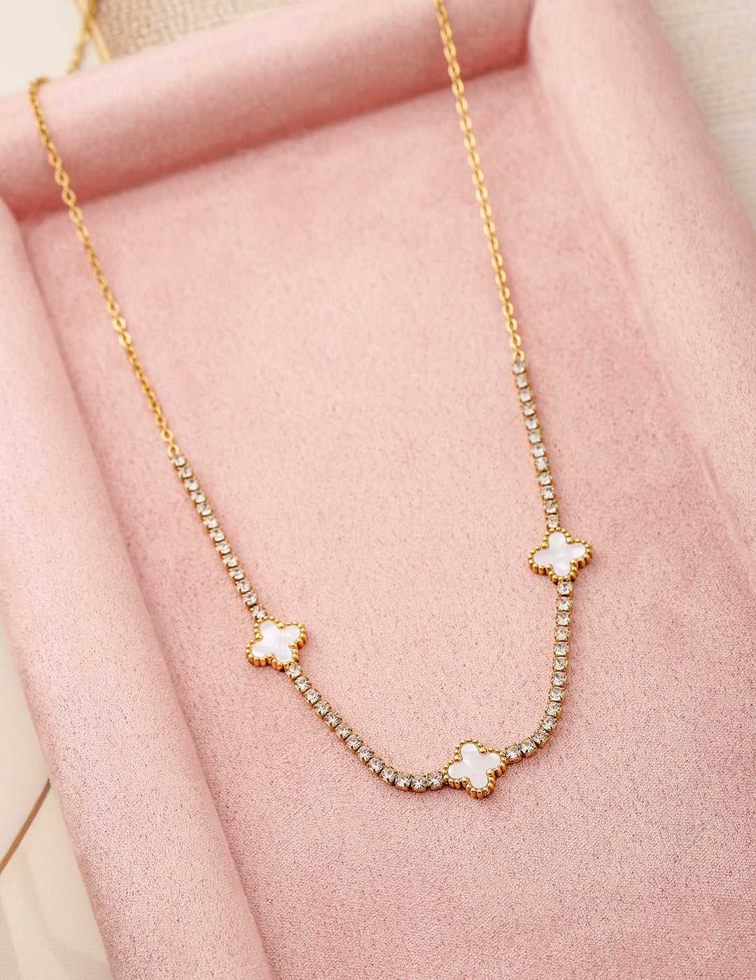 Soft White Charms Necklace Chain Gold