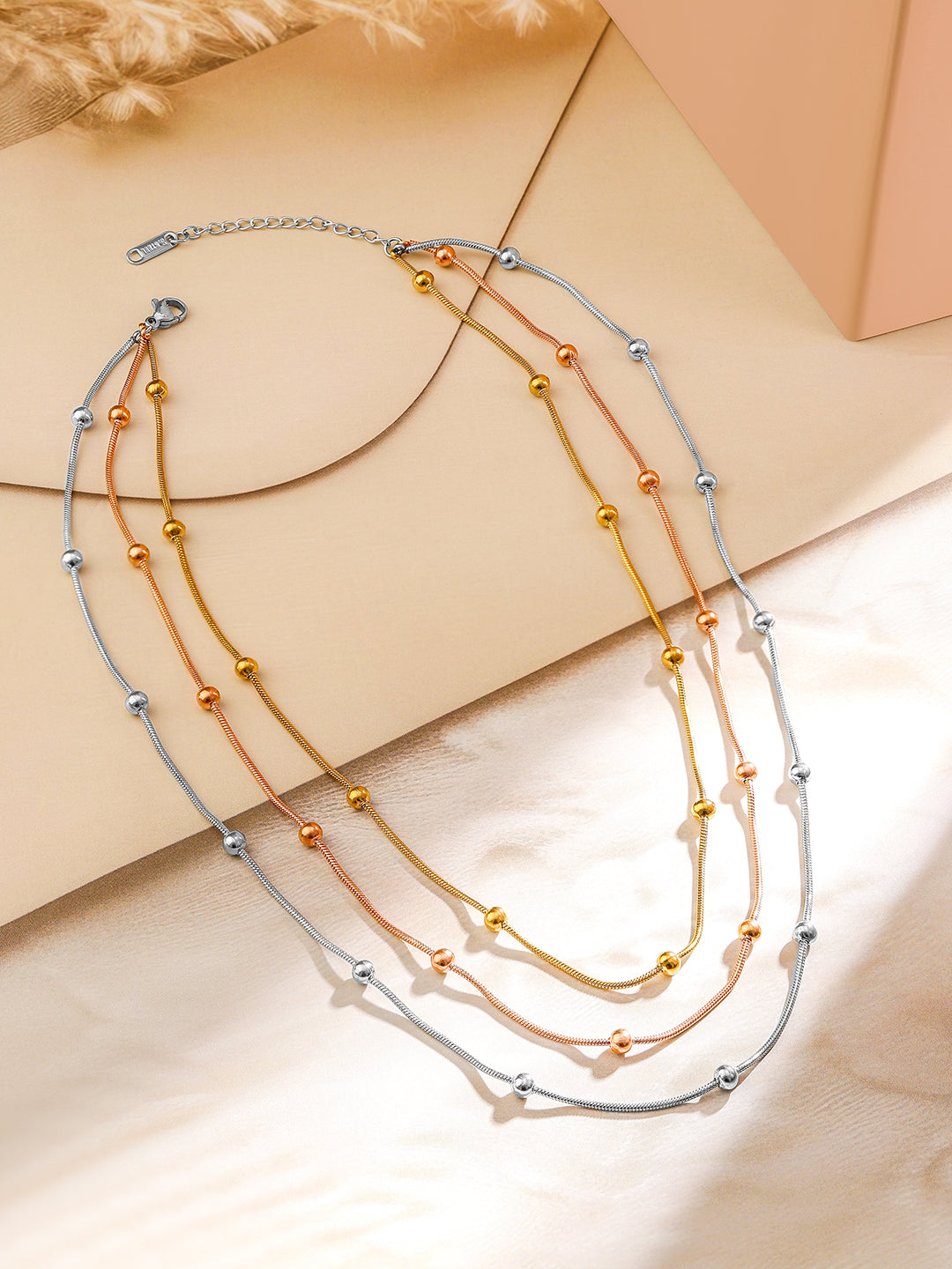 Delicate Beads Trendy Multilayer Necklace Gold