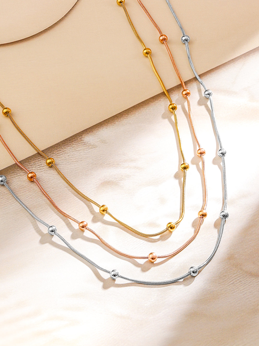 Delicate Beads Trendy Multilayer Necklace Gold