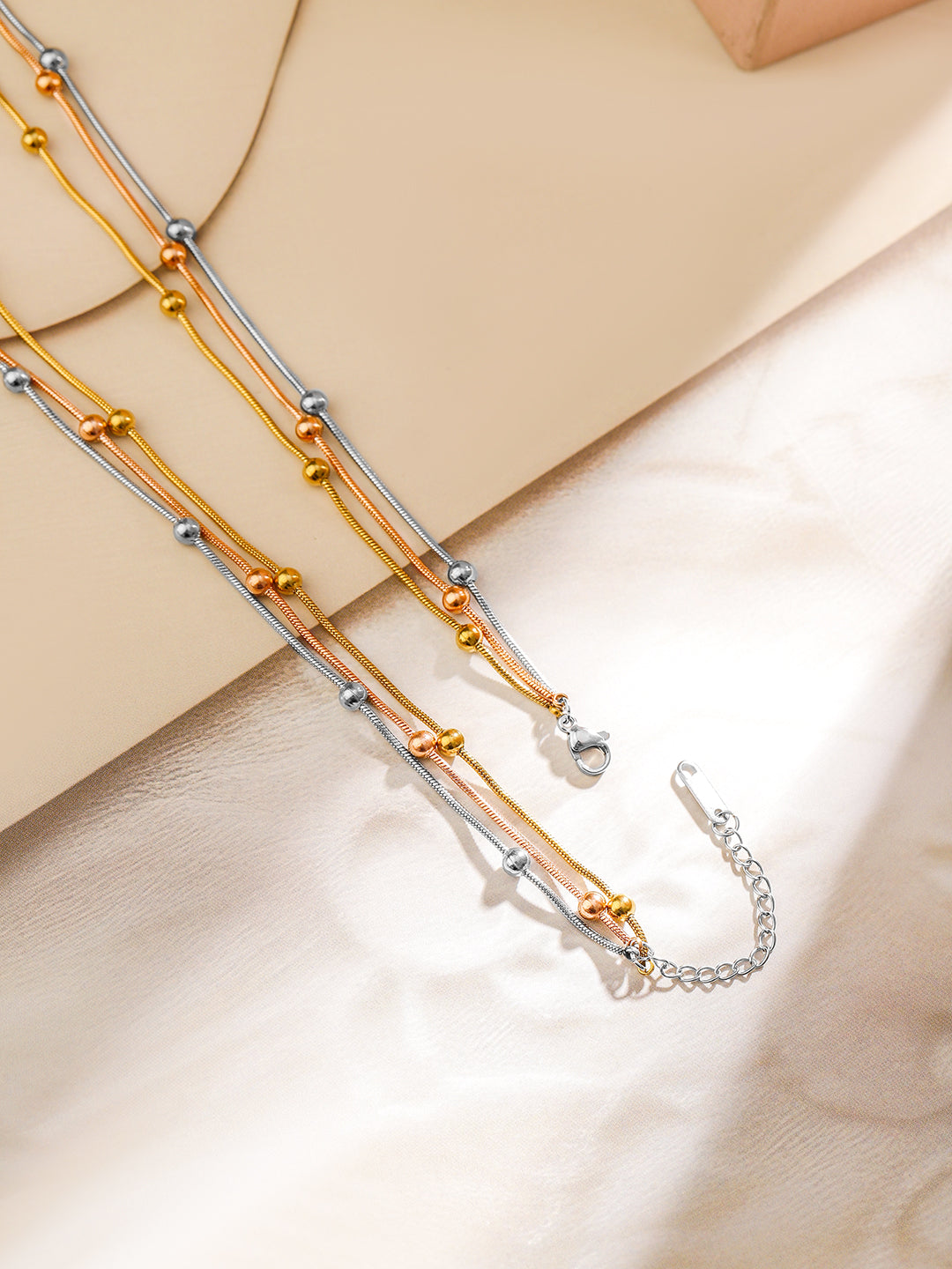 Delicate Beads Trendy Multilayer Necklace Gold