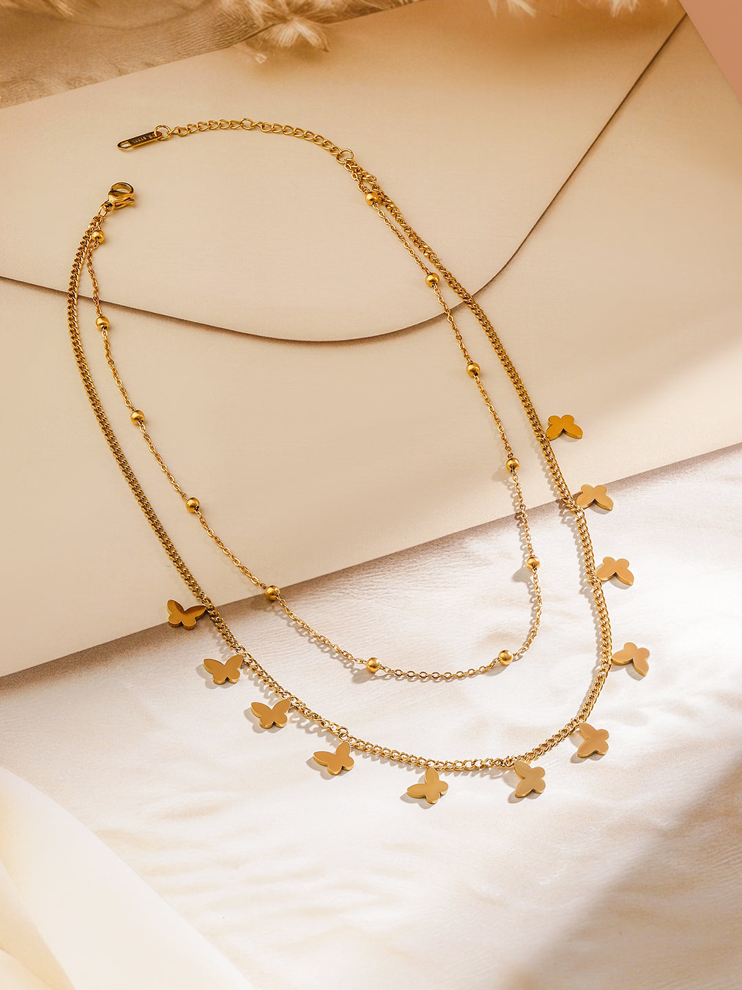 Vibrant Butterfly Stainless Steel Necklace Chain Gold