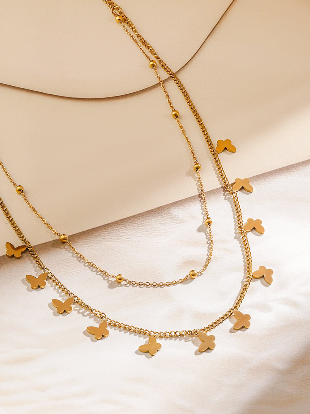 Vibrant Butterfly Stainless Steel Necklace Chain Gold