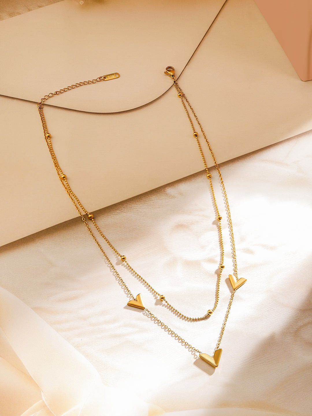 V-Shaped Layered Gold Necklace Gold