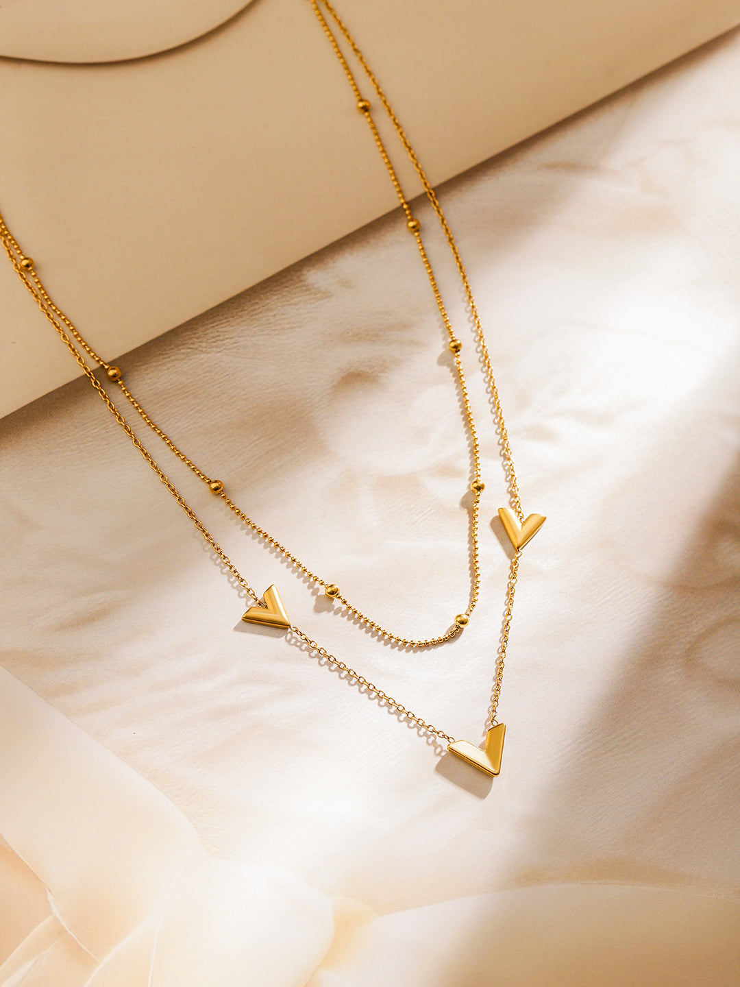 V-Shaped Layered Gold Necklace Gold