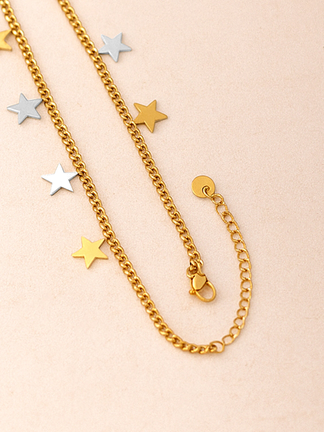 Gold Toned Necklace With Star Chrams フリーサイズ