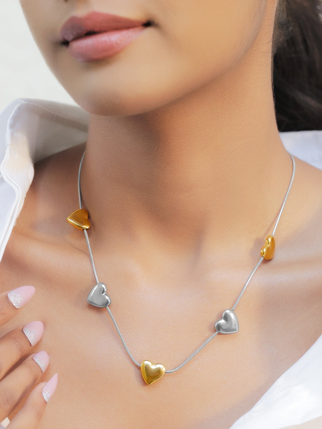 Eternal Heart Charms Chain Necklace フリーサイズ