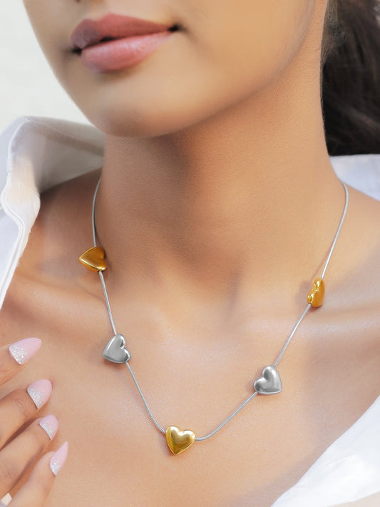 Eternal Heart Charms Chain Necklace フリーサイズ