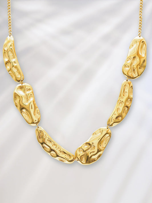 Rubans Voguish 18K Gold-Plated Stainless Steel Tarnish-Free Waterproof Statement Necklace フリーサイズ