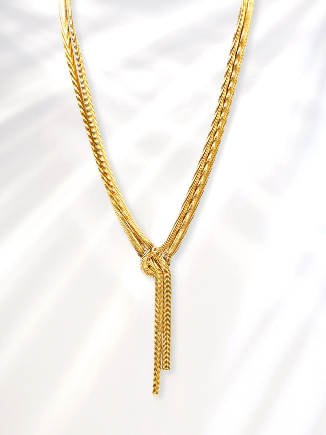 Gold Toned Snake Knot Chain Necklace フリーサイズ