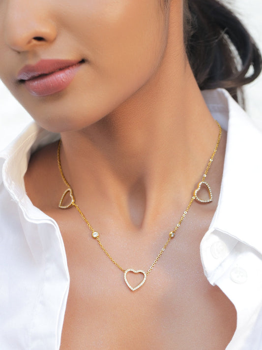 Heart Motif Gold Toned Necklace フリーサイズ