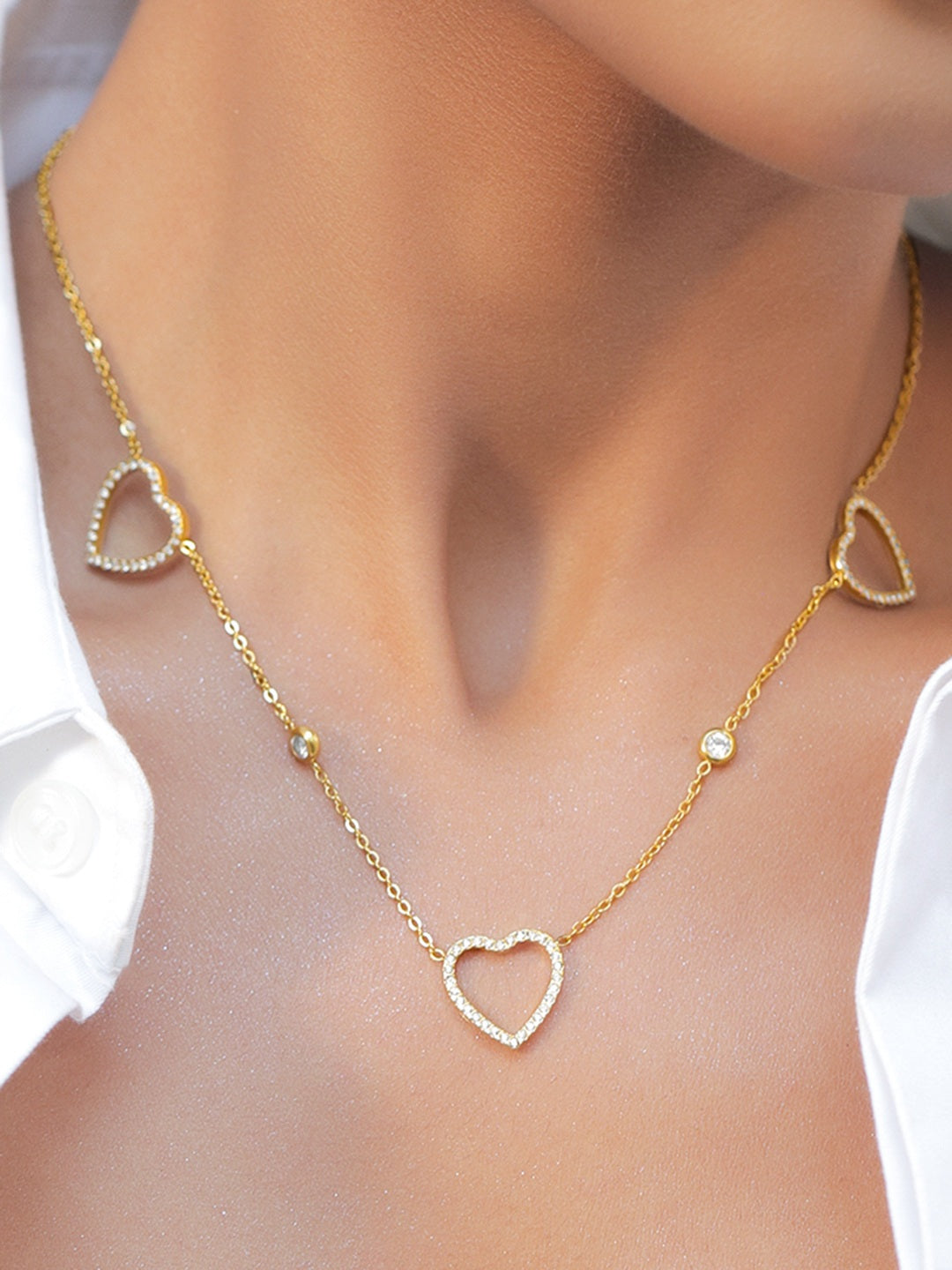 Heart Motif Gold Toned Necklace フリーサイズ