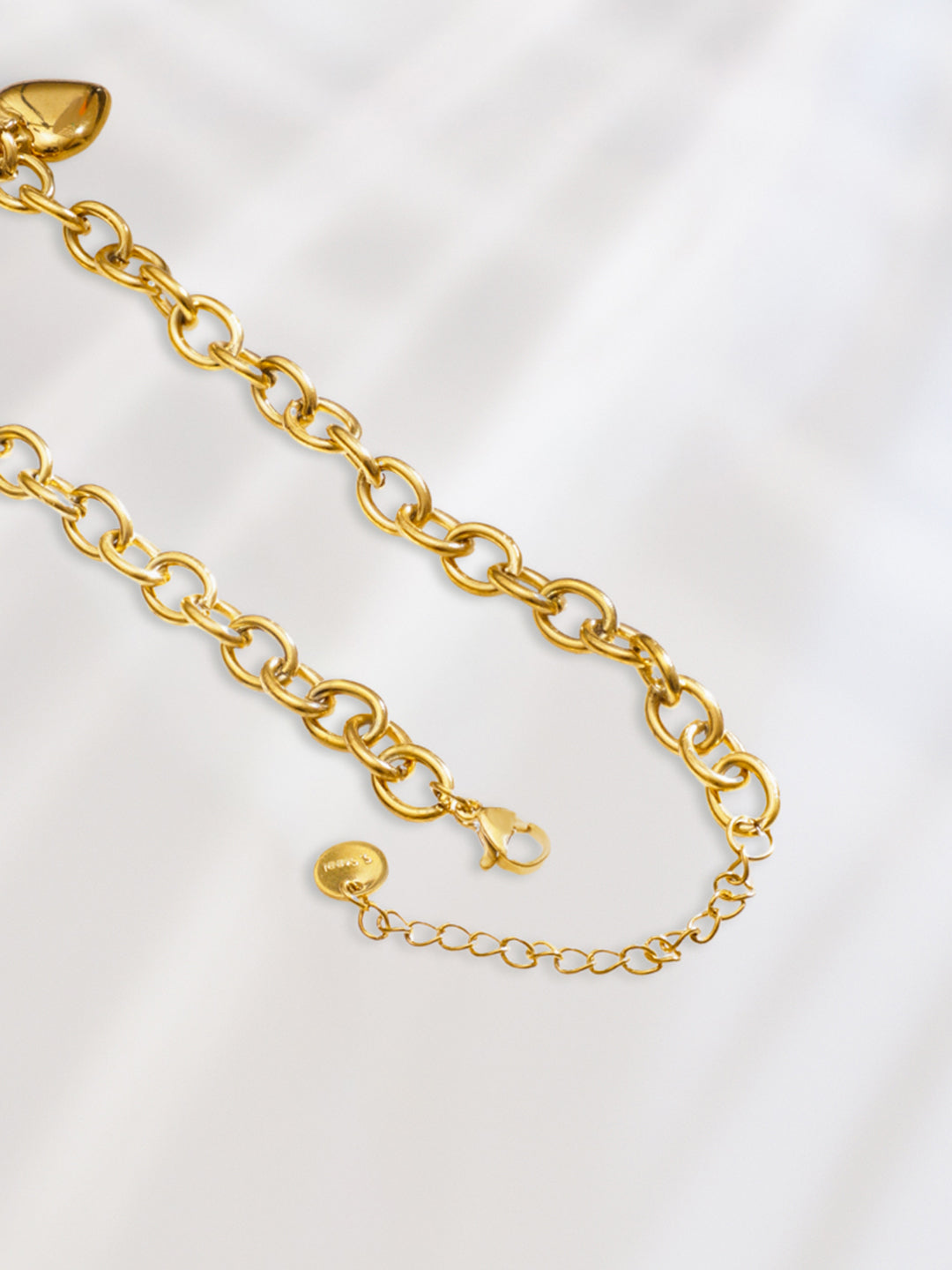 Pearl & Heart Charm Gold Toned Necklace フリーサイズ