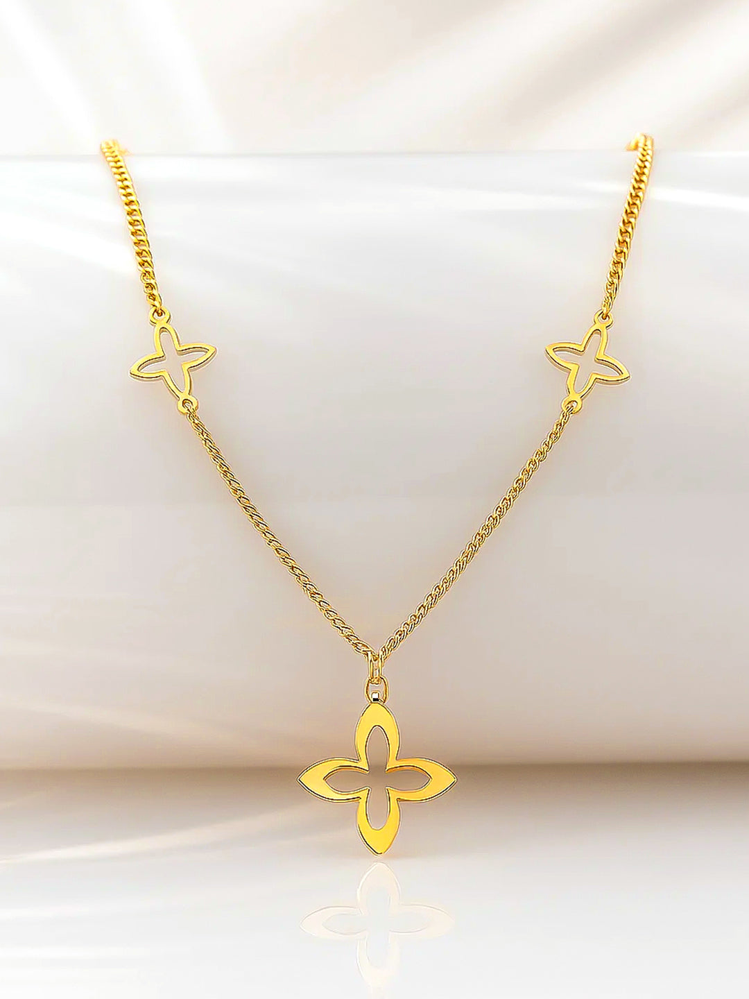 Floral Motif Gold Pendant Chain フリーサイズ