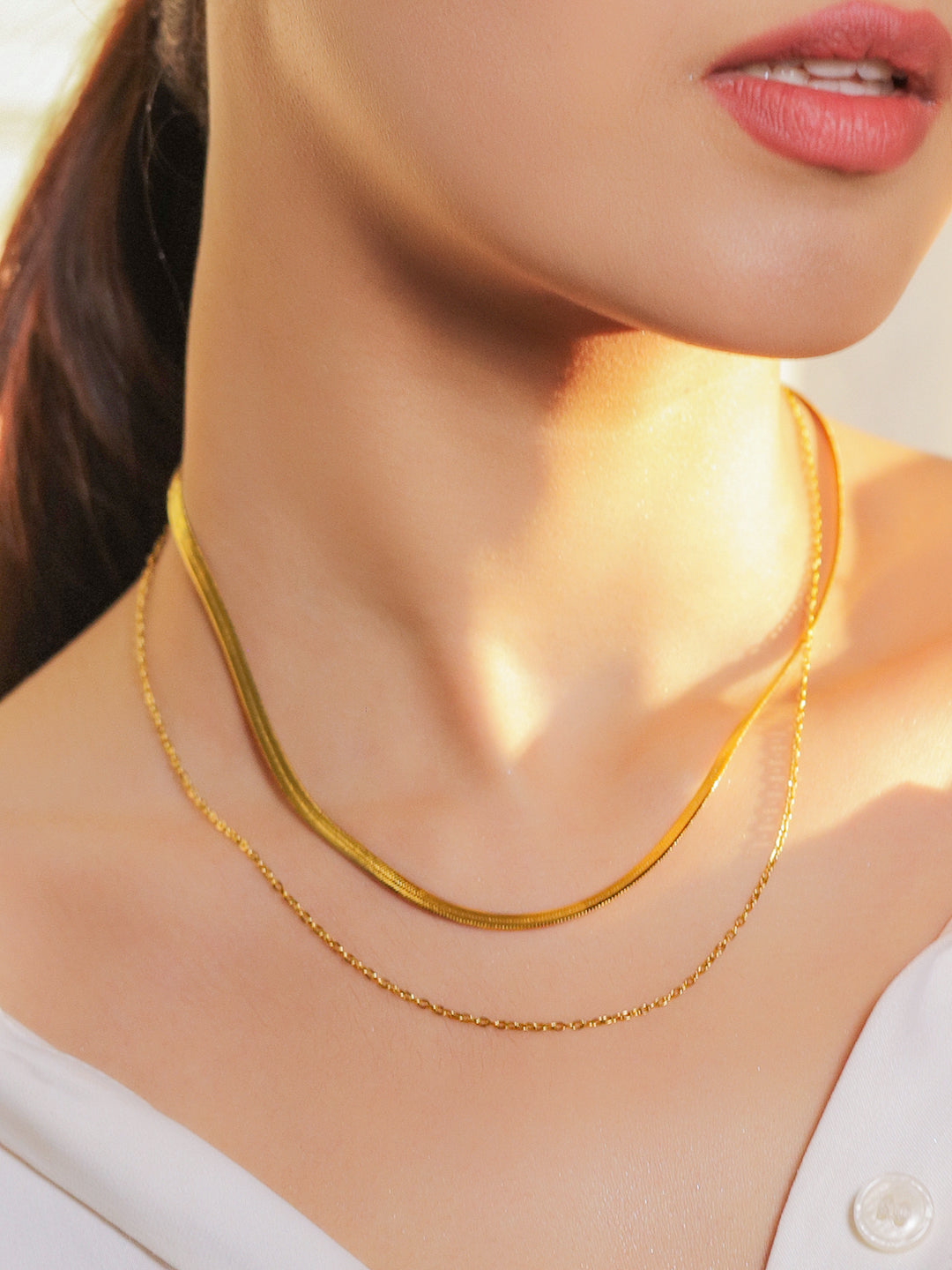Gold Toned Layered Snake Chain Necklace フリーサイズ