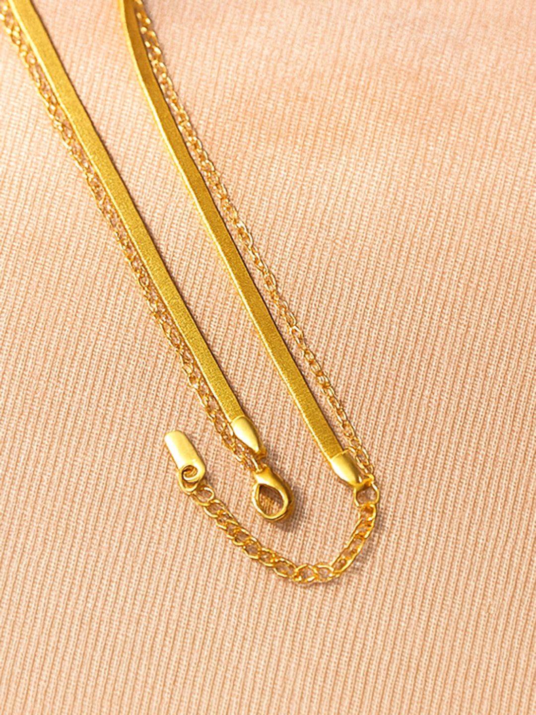 Gold Toned Layered Snake Chain Necklace フリーサイズ