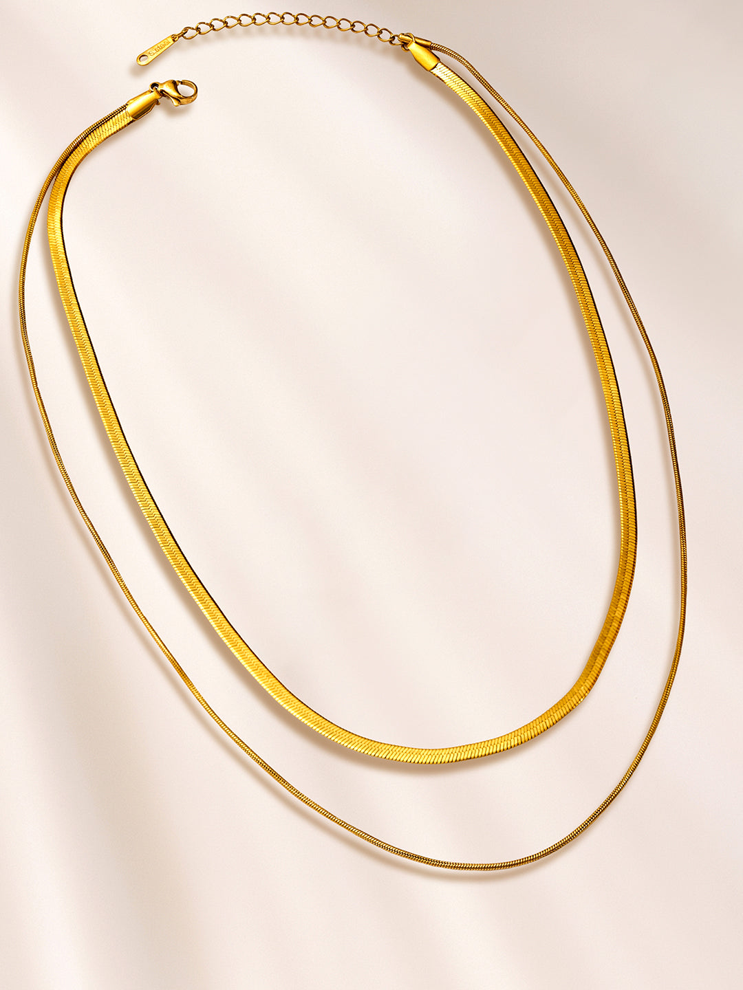 Gold Toned Layered Snake Chain Necklace フリーサイズ