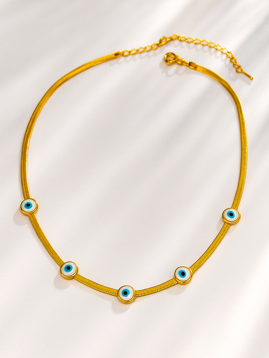【Rubans】 Evil Eye Studded Gold Necklace｜イービルアイ ゴールド ネックレス（ステンレススチール）