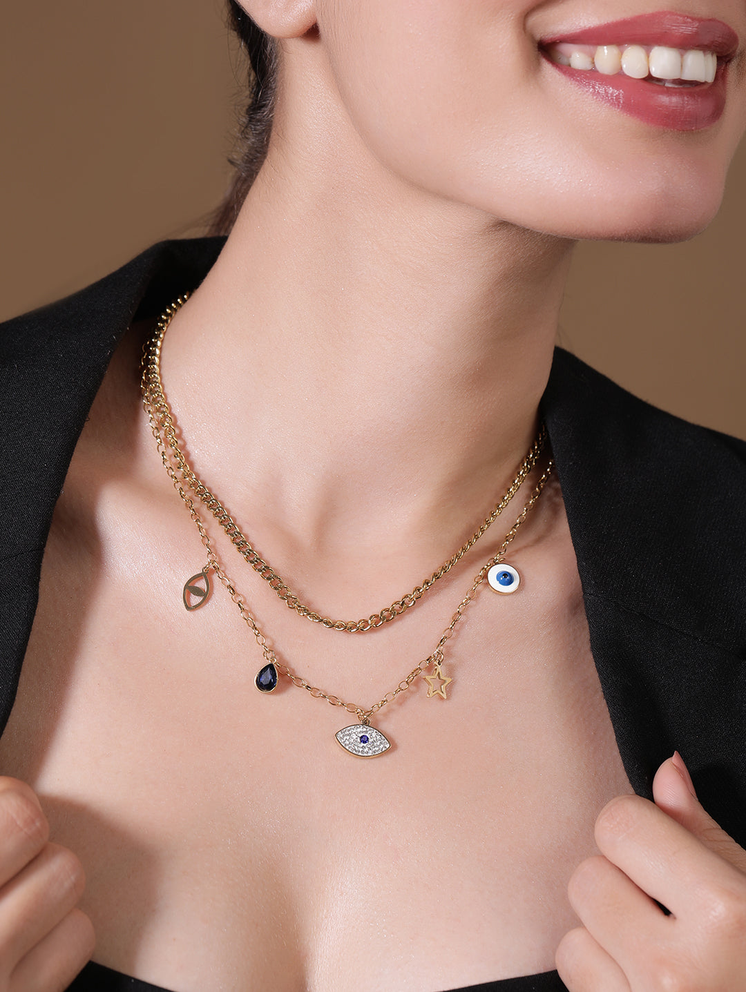 【Rubans】 Evil Eye Sleek Necklace Chain｜イービルアイ スリーク ネックレスチェーン