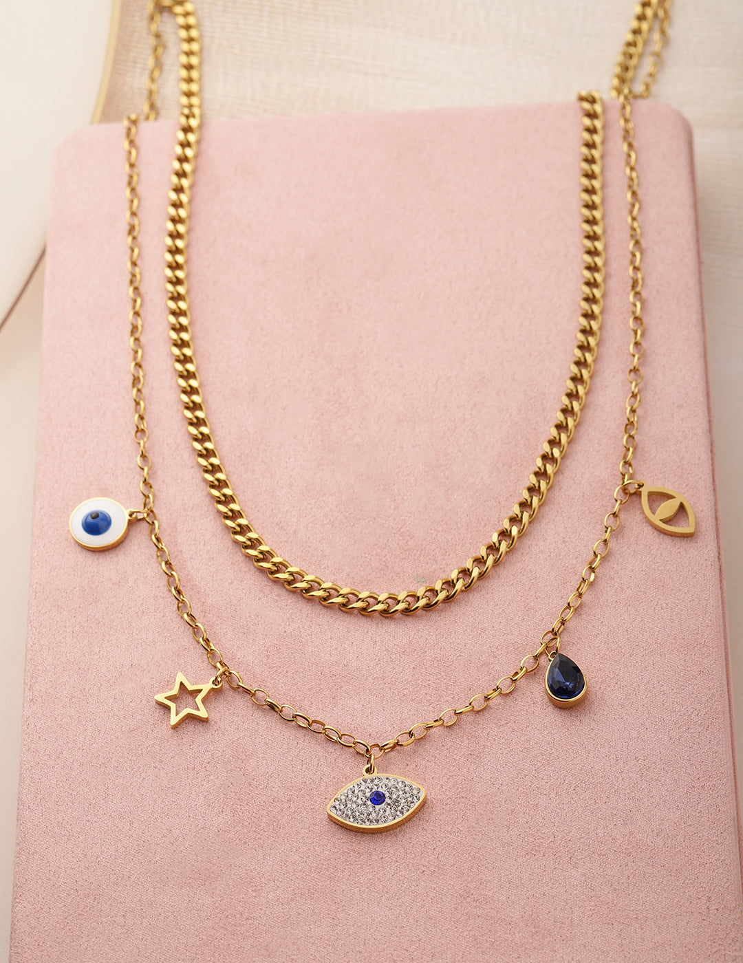 【Rubans】 Evil Eye Sleek Necklace Chain｜イービルアイ スリーク ネックレスチェーン