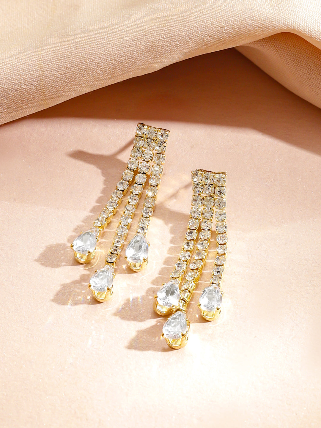 American Diamond Zirconia Gold Toned Necklace Set フリーサイズ
