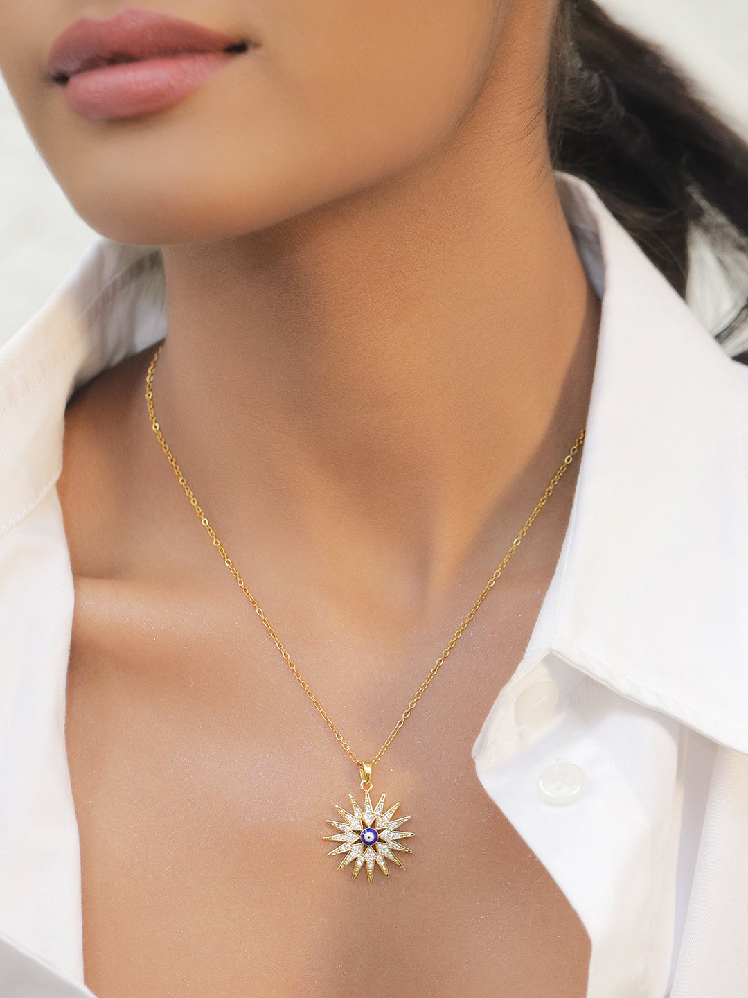 Sun Evil Eye Pendant フリーサイズ