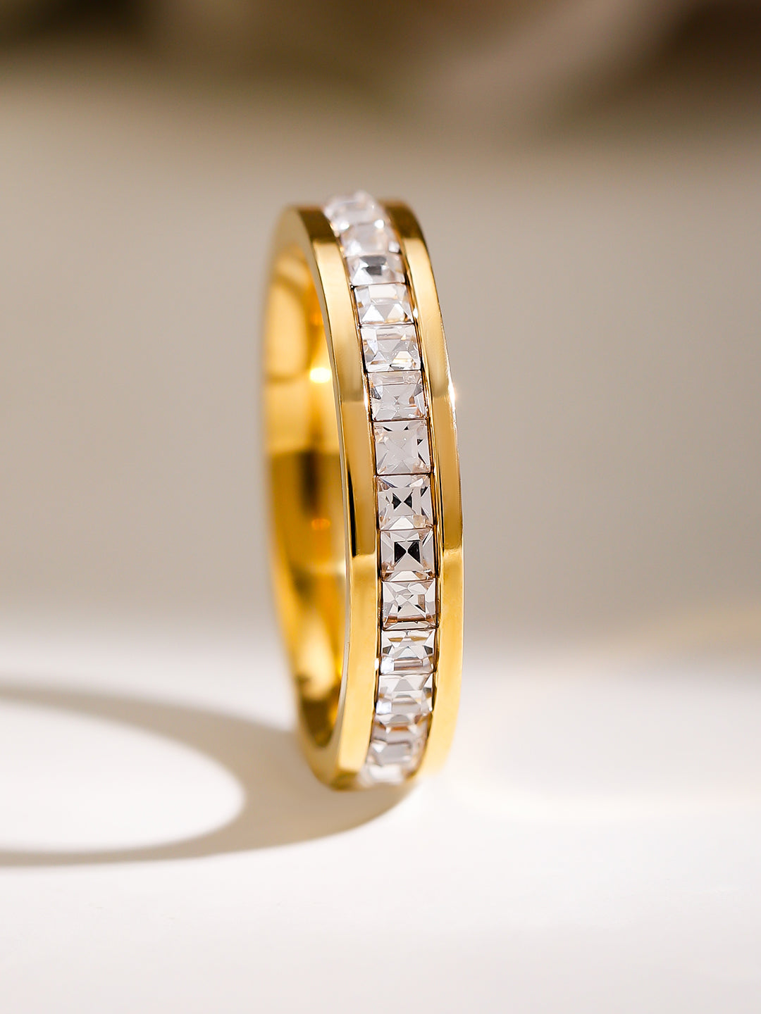 Gold Plated American Diamond Zirconia Eternity Band 7