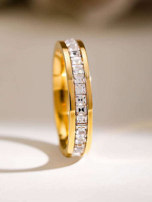 Gold Plated American Diamond Zirconia Eternity Band 7