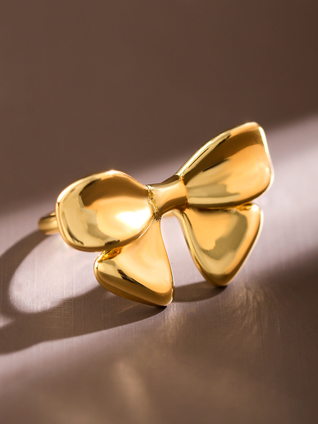 Rubans Voguish 18K Gold-Plated Bow Design Openable Adjustable Statement Ring Gold