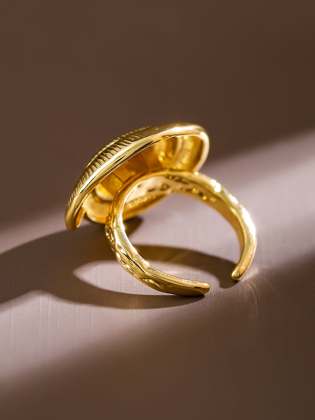 Rubans Voguish 18K Gold-Plated Adjustable Spiral Shell Motif Finger Ring Gold