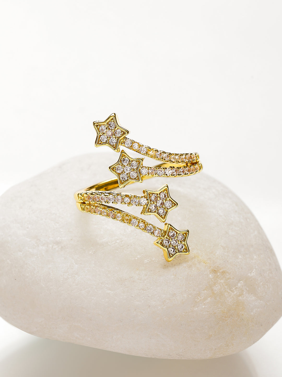 【Rubans】 Voguish Starry Night 18K Gold Plated Stainless Steel Shooting Star Ring｜ヴォーギッシュ スターリーナイト 18K ゴールドメッキ ステンレス 流れ星リング