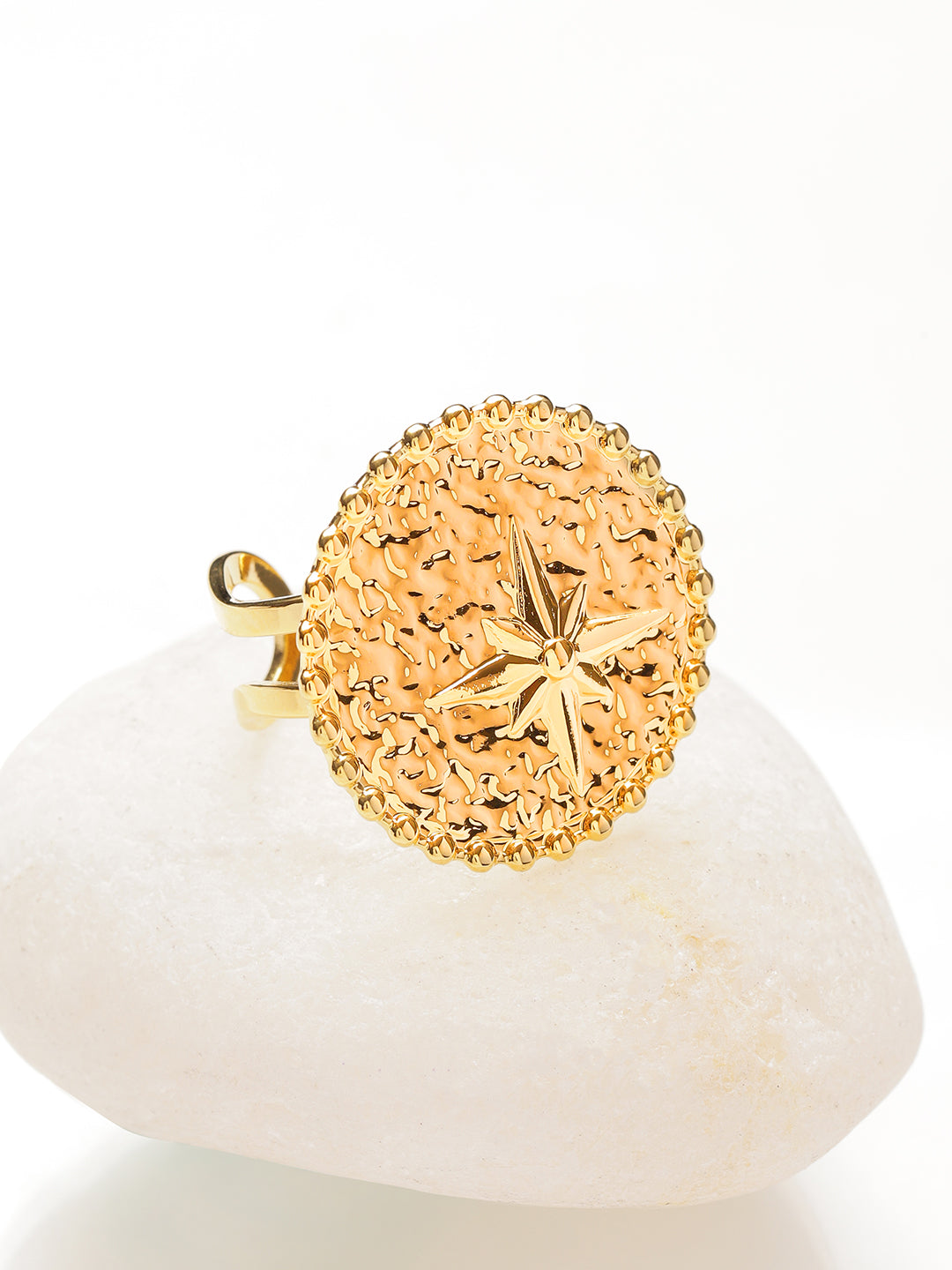 Starburst Motif Gold Statement Ring フリーサイズ