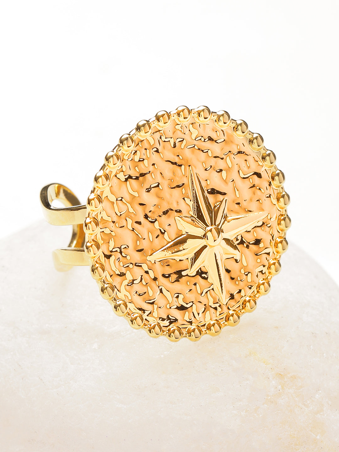Starburst Motif Gold Statement Ring フリーサイズ