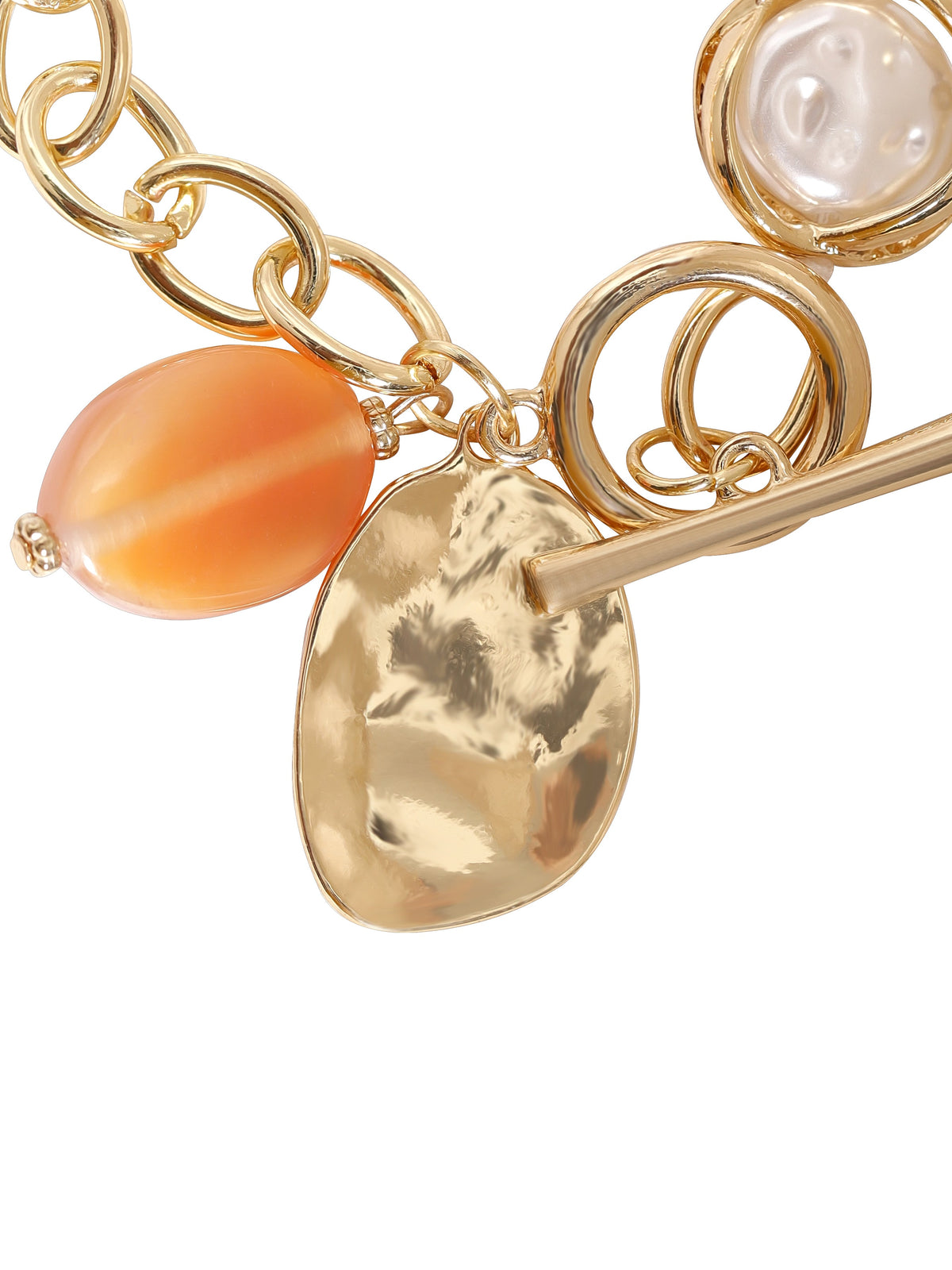 Rubans 18K Gold Plated Stainless Steel Tarnish-Free Waterproof Link Bracelet with Charms Gold