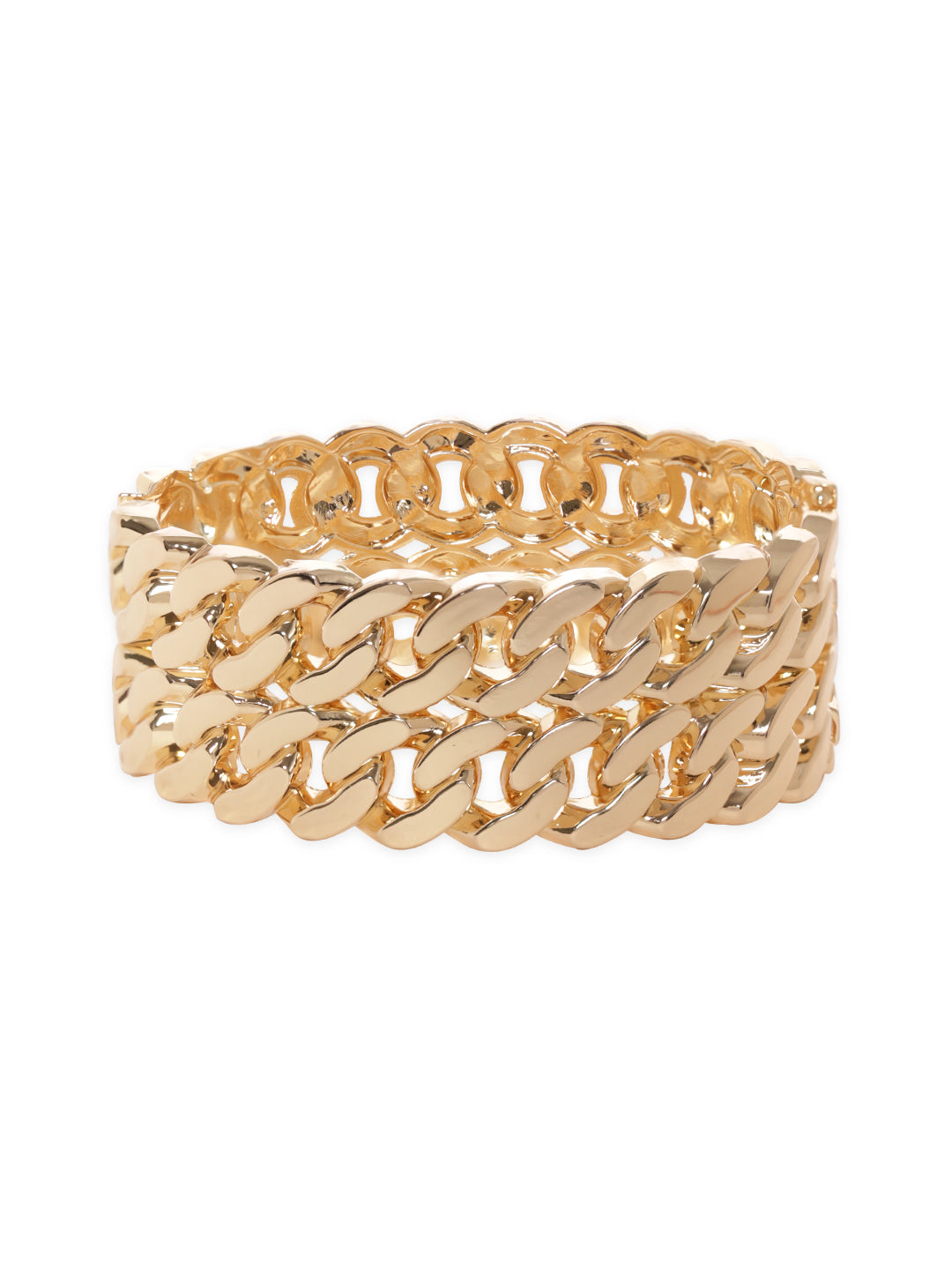 Rubans 18K Gold Plated Gold-Toned Chain-Link Bangle-Style Bracelet Elegant Jewelry Gold