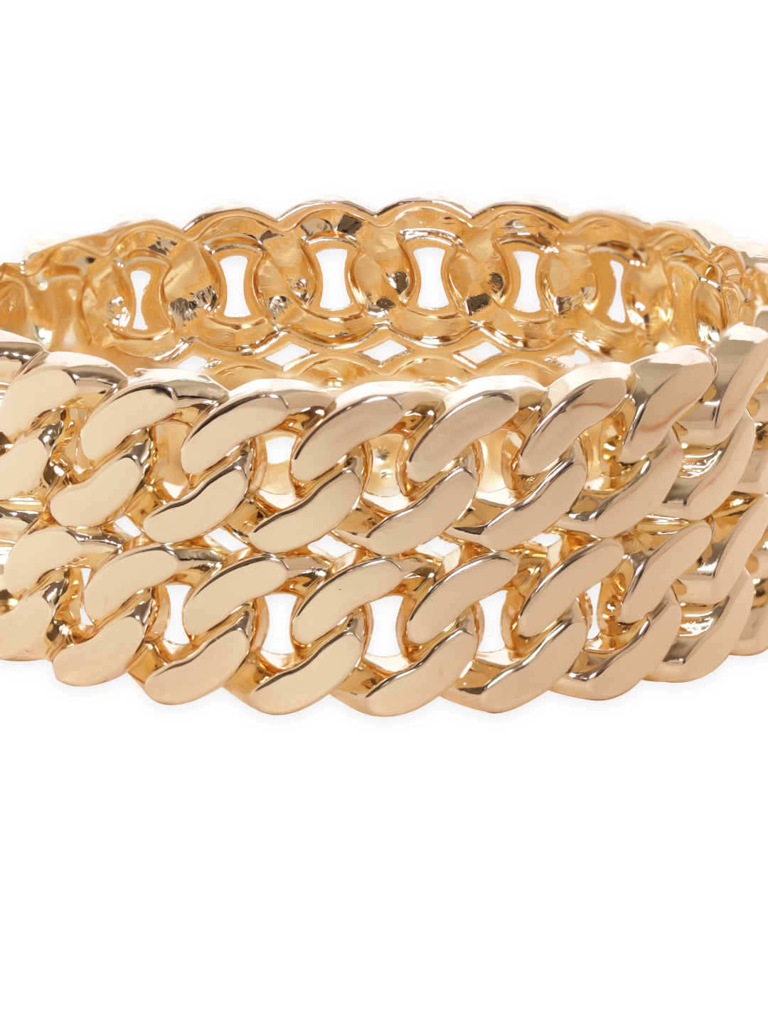 Rubans 18K Gold Plated Gold-Toned Chain-Link Bangle-Style Bracelet Elegant Jewelry Gold