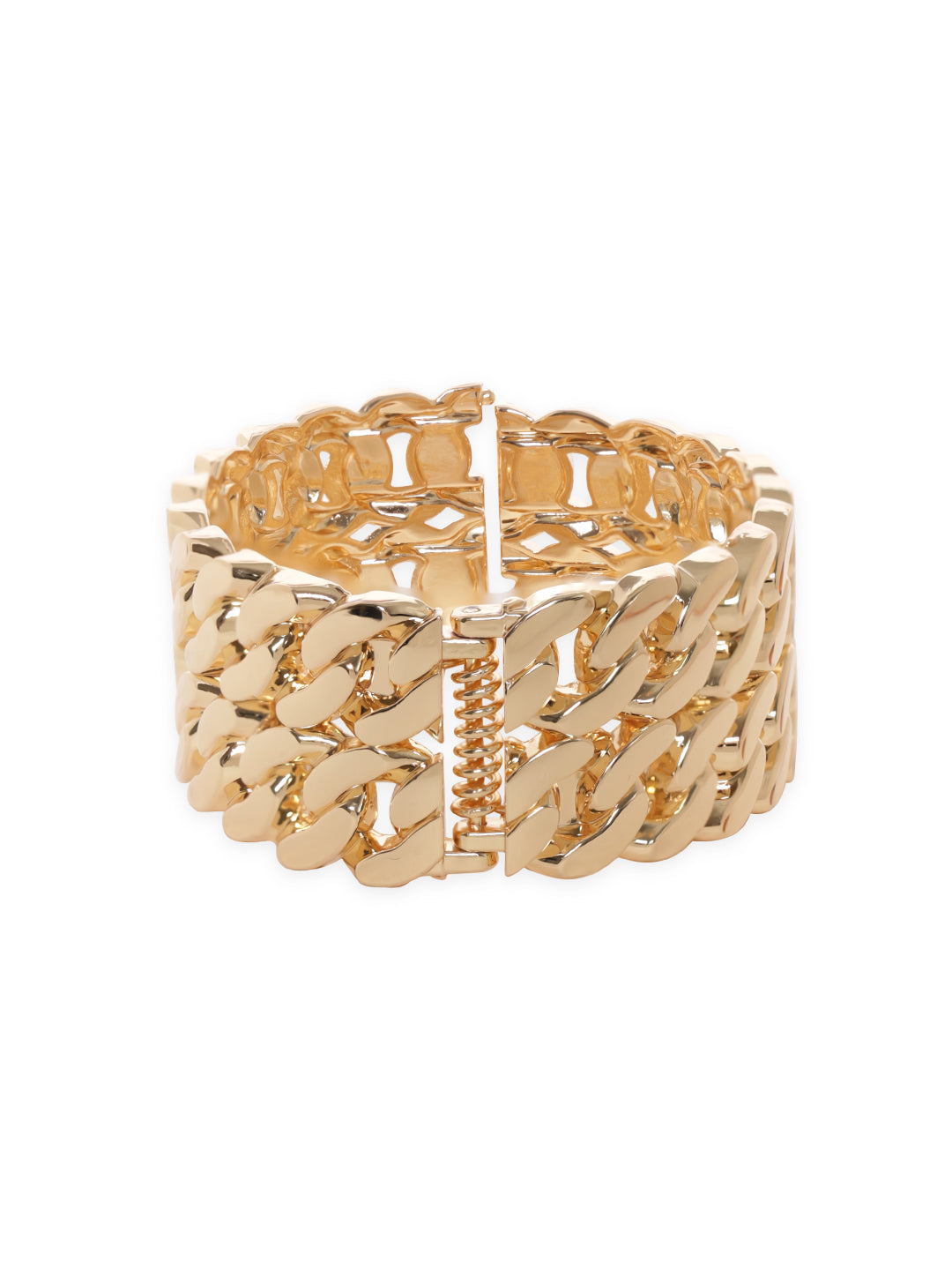 Rubans 18K Gold Plated Gold-Toned Chain-Link Bangle-Style Bracelet Elegant Jewelry Gold