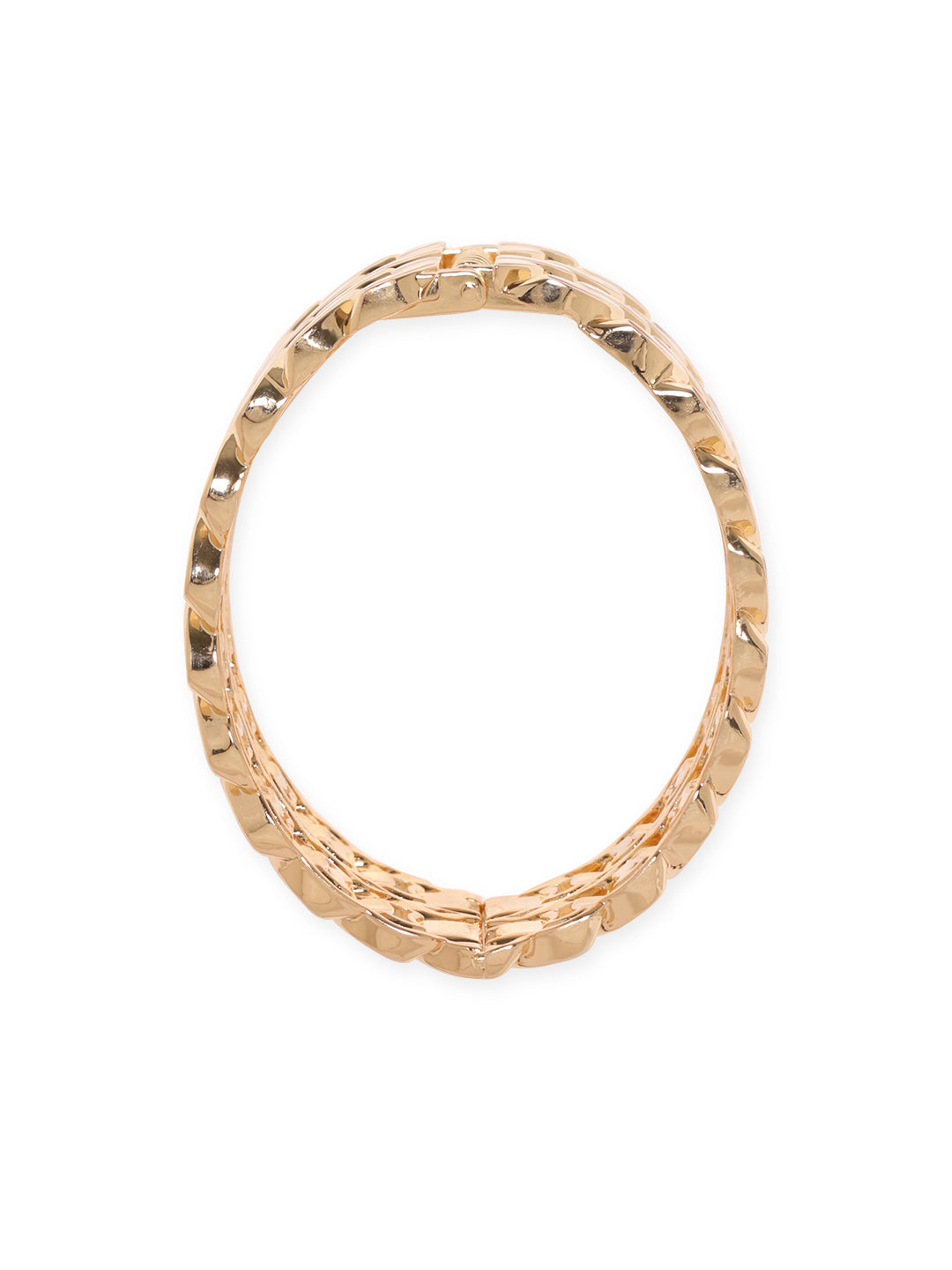 Rubans 18K Gold Plated Gold-Toned Chain-Link Bangle-Style Bracelet Elegant Jewelry Gold