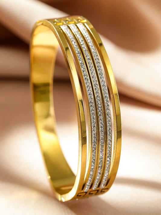Triple Line American Diamond Zirconia Studded Bracelet フリーサイズ