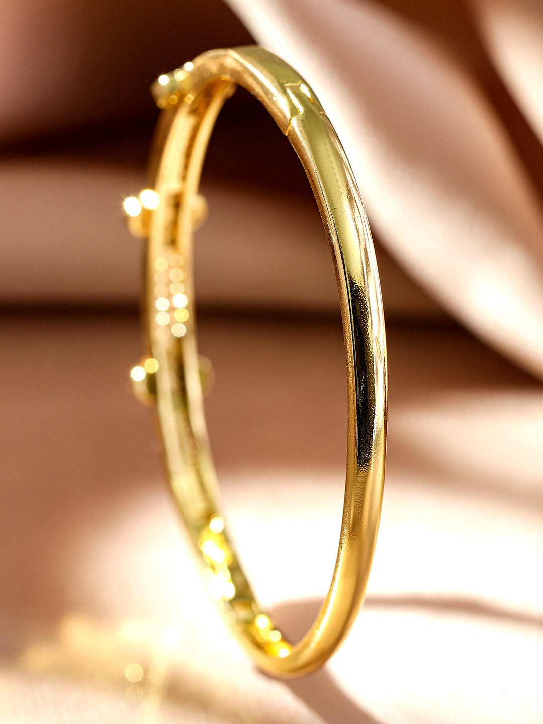 White And Blue Studded Floral Golden Bracelet Gold