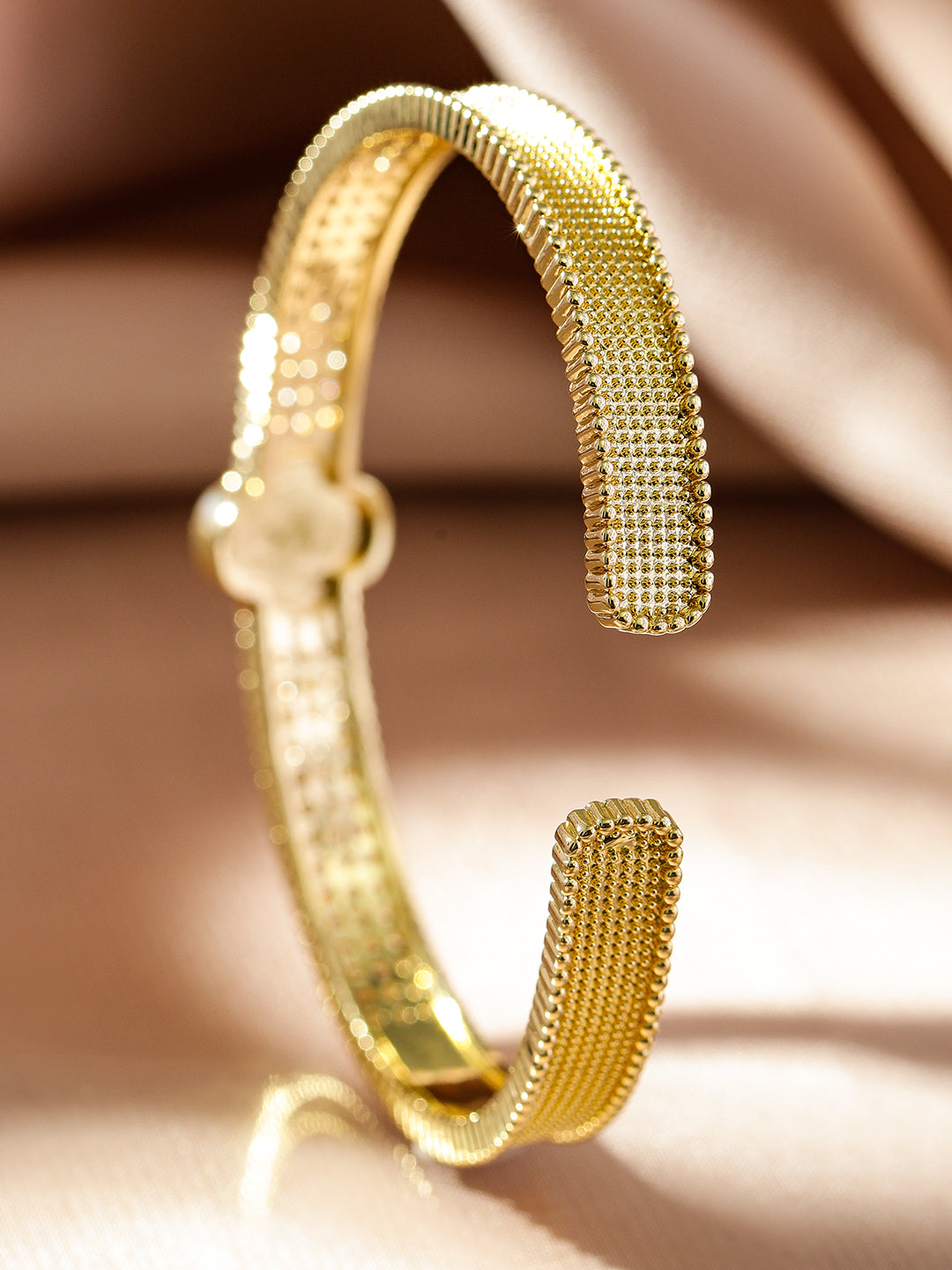 Rubans Voguish 22K Gold-Plated Evil Eye Cuff Bracelet with Cubic Zirconia Detailing Gold