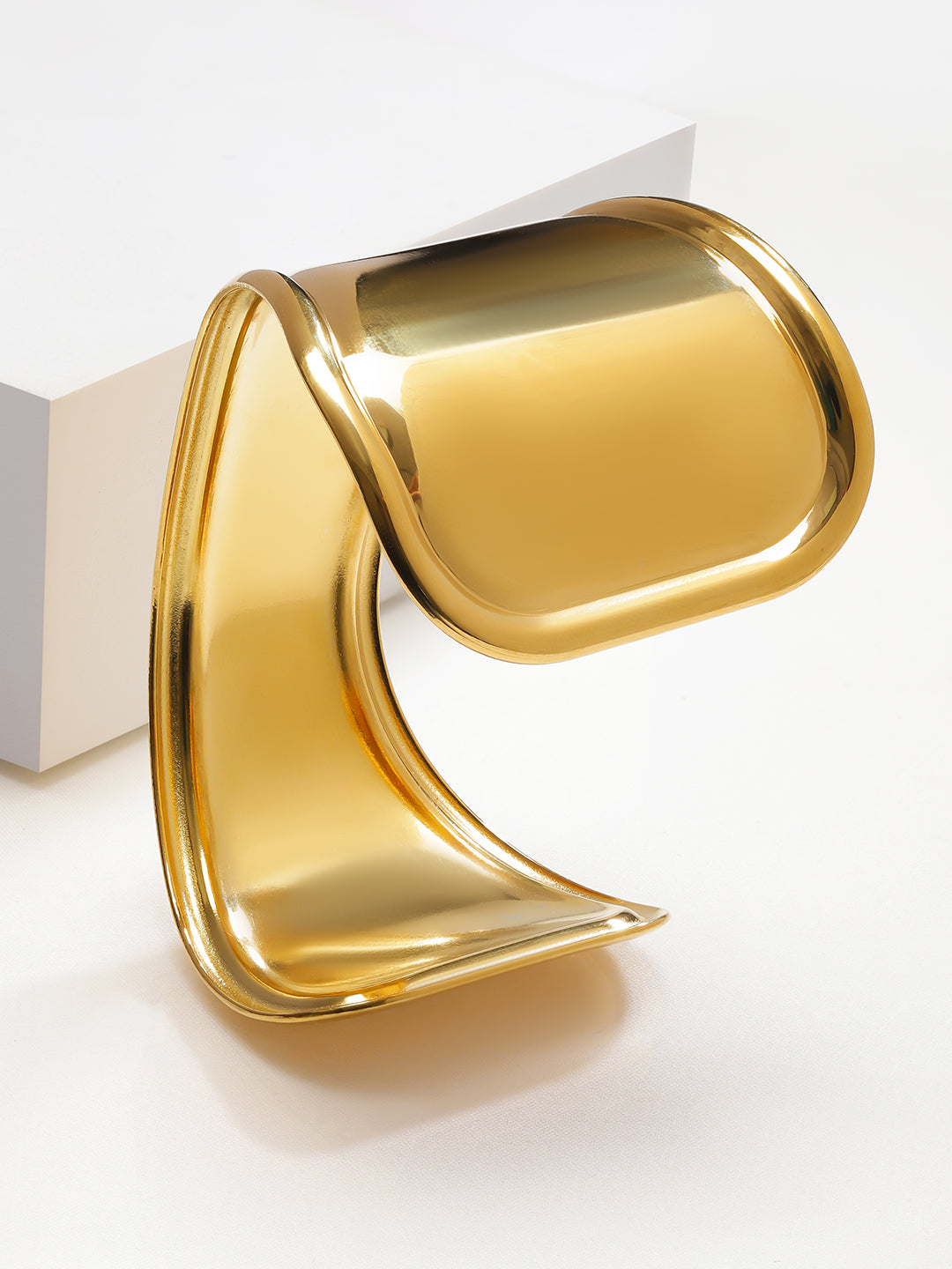 Gold Toned Wide Cuff Bracelet フリーサイズ