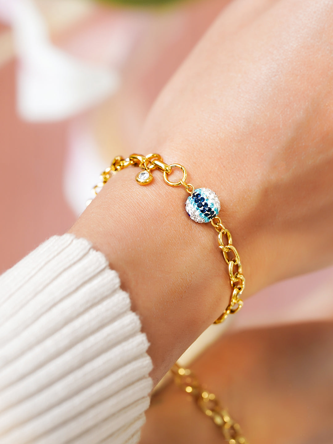 Golden Bracelet In Paper Clip Pattern フリーサイズ
