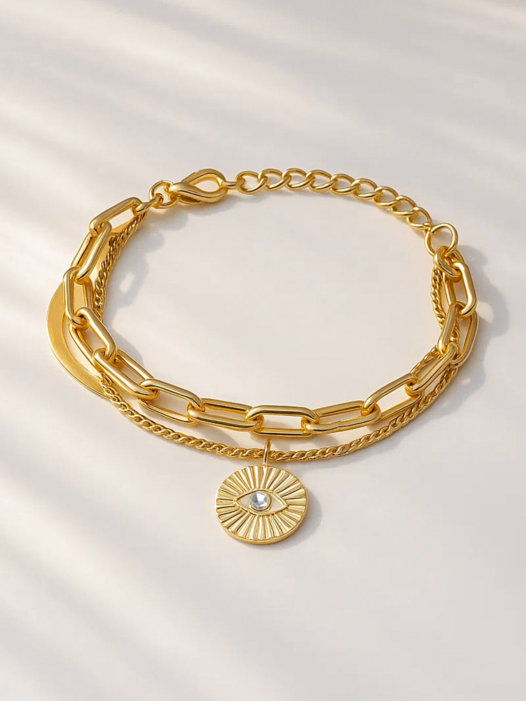 【Rubans】 Voguish 18K Gold-Plated Stainless Steel Tarnish-Free Waterproof Heart Charm Bracelet｜ヴォーギッシュ 18Kゴールドメッキ ステンレススチール ハートチャーム ブレスレット（変色に強い・防水）