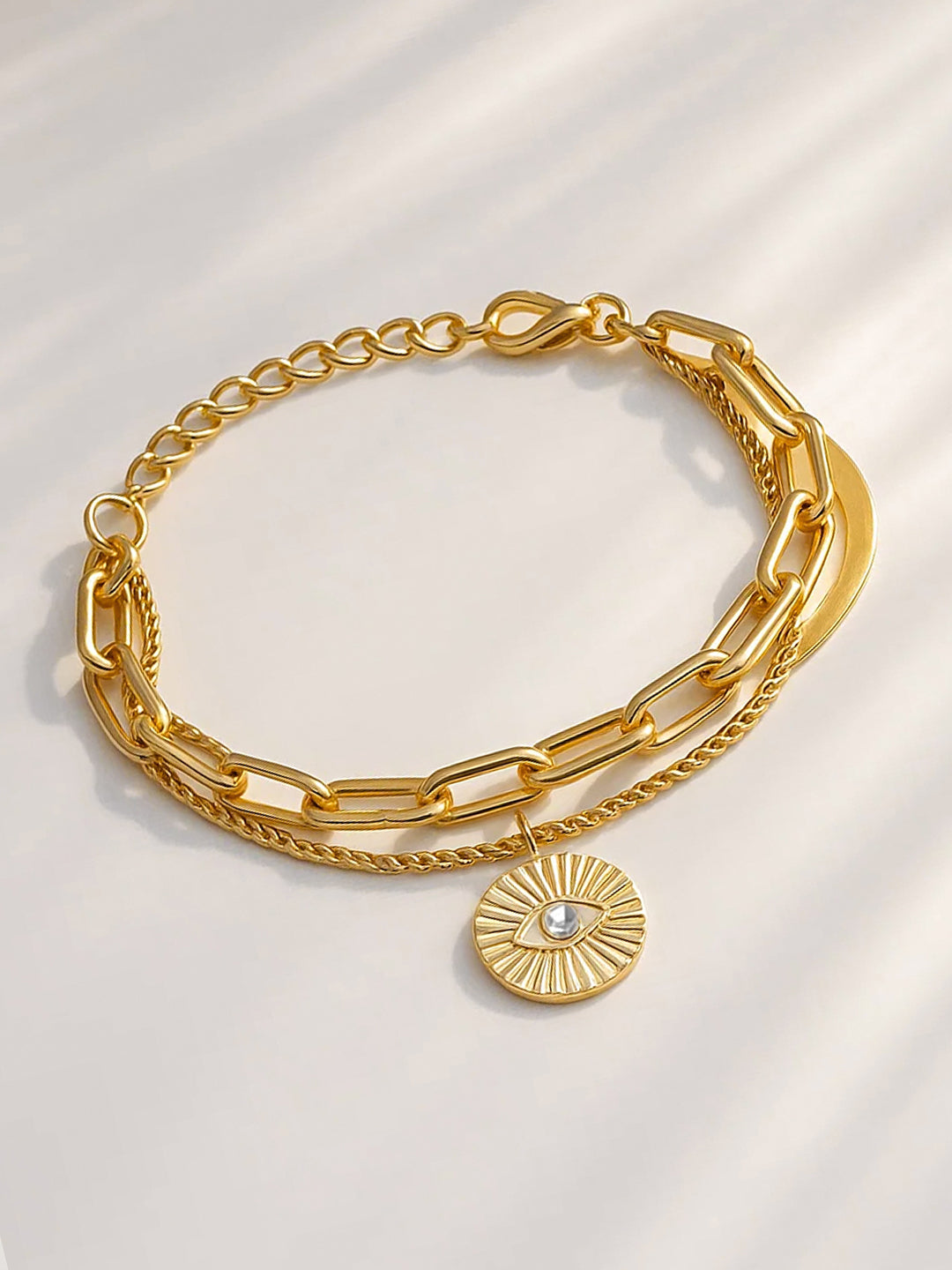 【Rubans】 Voguish 18K Gold-Plated Stainless Steel Tarnish-Free Waterproof Heart Charm Bracelet｜ヴォーギッシュ 18Kゴールドメッキ ステンレススチール ハートチャーム ブレスレット（変色に強い・防水）